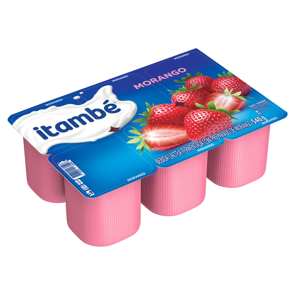 Bebida Láctea Fermentada Morango Itambé Bandeja 540g 6 Unidades