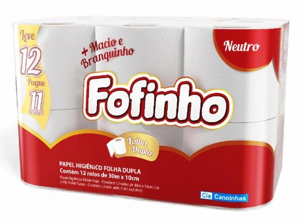 Papel Higiênico Folha Dupla Neutro Fofinho 30m Pacote Leve 12 Pague 11 Unidades