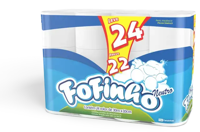 Papel Higiênico Fofinho Folha Simples Neutro 24 Rolos