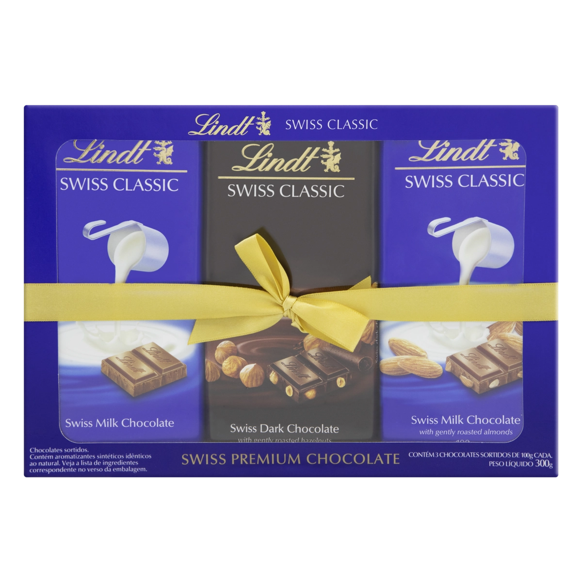 Chocolate Suíço Sortido Lindt Swiss Classic Caixa 300g 3 Unidades