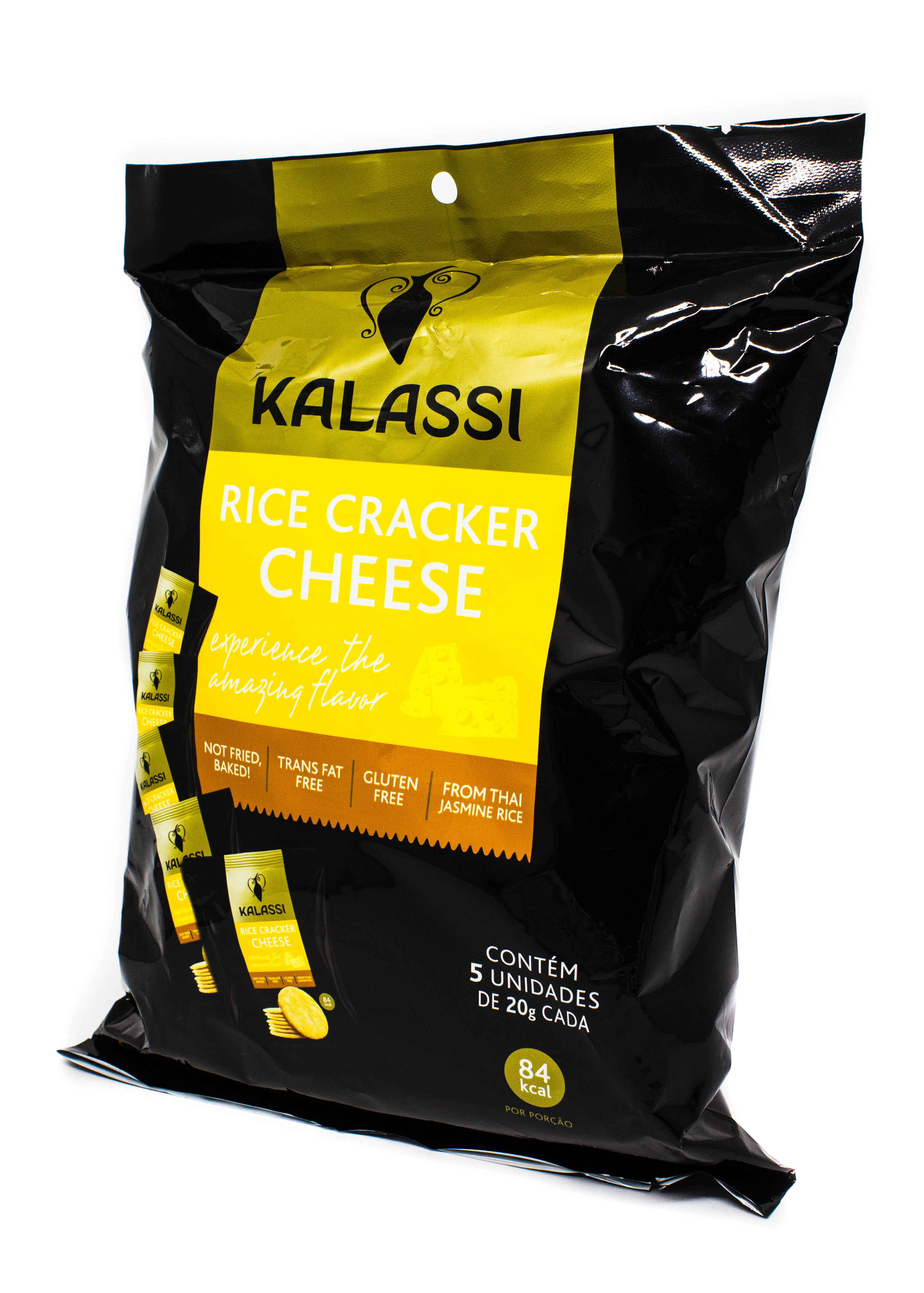 Pack Snack De Arroz Queijo Kalassi Pacote 100g 5 Unidades