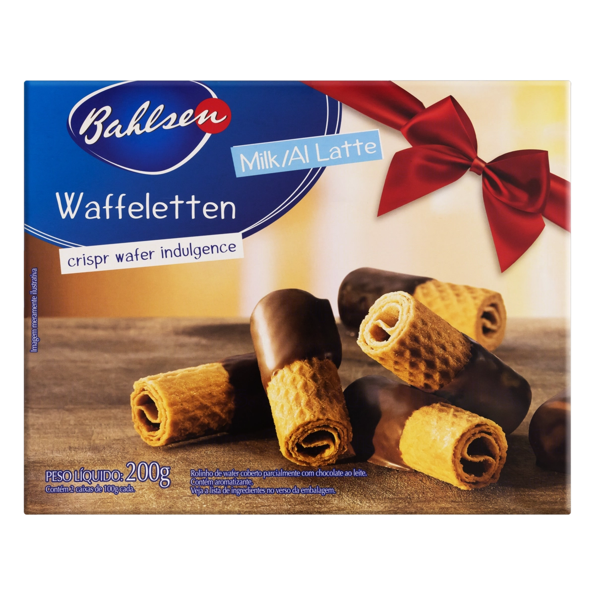 Rolinhos De Wafer Cobertura Chocolate Ao Leite Bahlsen Caixa 200g