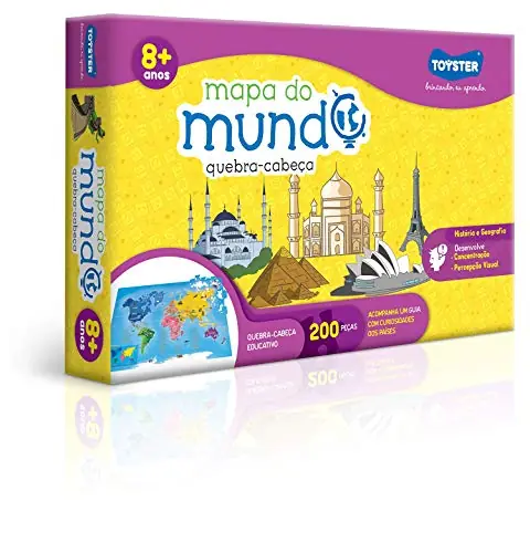 Quebra Cabeça Mapa Do Mundo 200 Peças Toyster