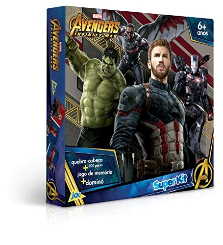 Super Kit Quebra Cabeça Jogo Da Memória Dominó Os Vingadores Jak