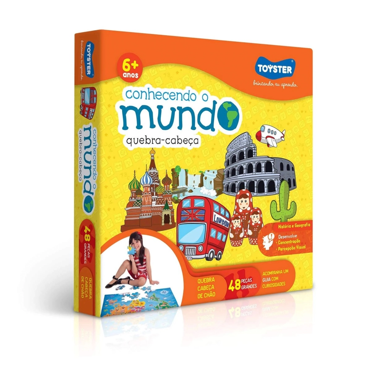 Quebra-Cabeça - 48 Peças - Conhecendo o Mundo - Toyster