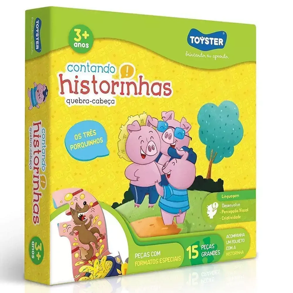 Quebra-Cabeça - 14 Peças - Contando Histórias - Os 3 Porquinhos - Toyster
