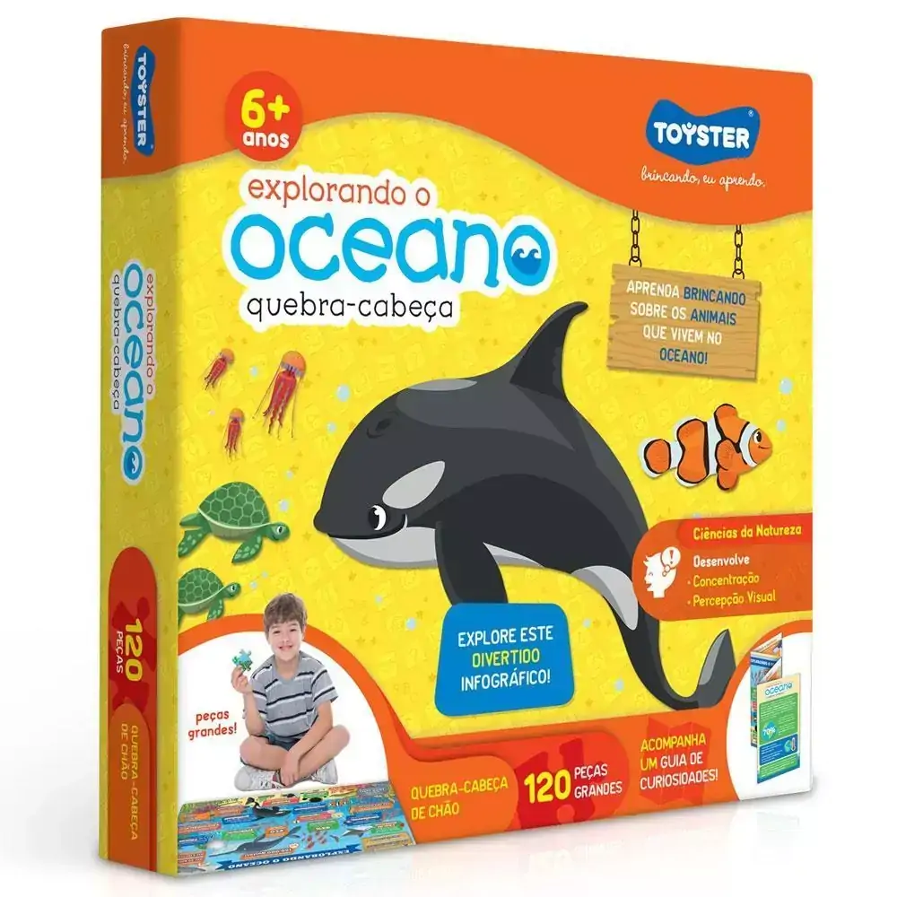 Quebra-Cabeça Grande - 120 Peças - Explorando o Oceano - Toyster