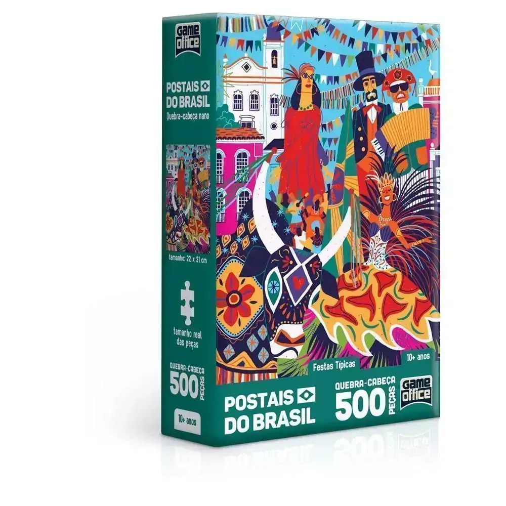 Quebra-cabeça Nano - 500 peças - Postais do Brasil - Festas Típicas - Game Office - Toyster