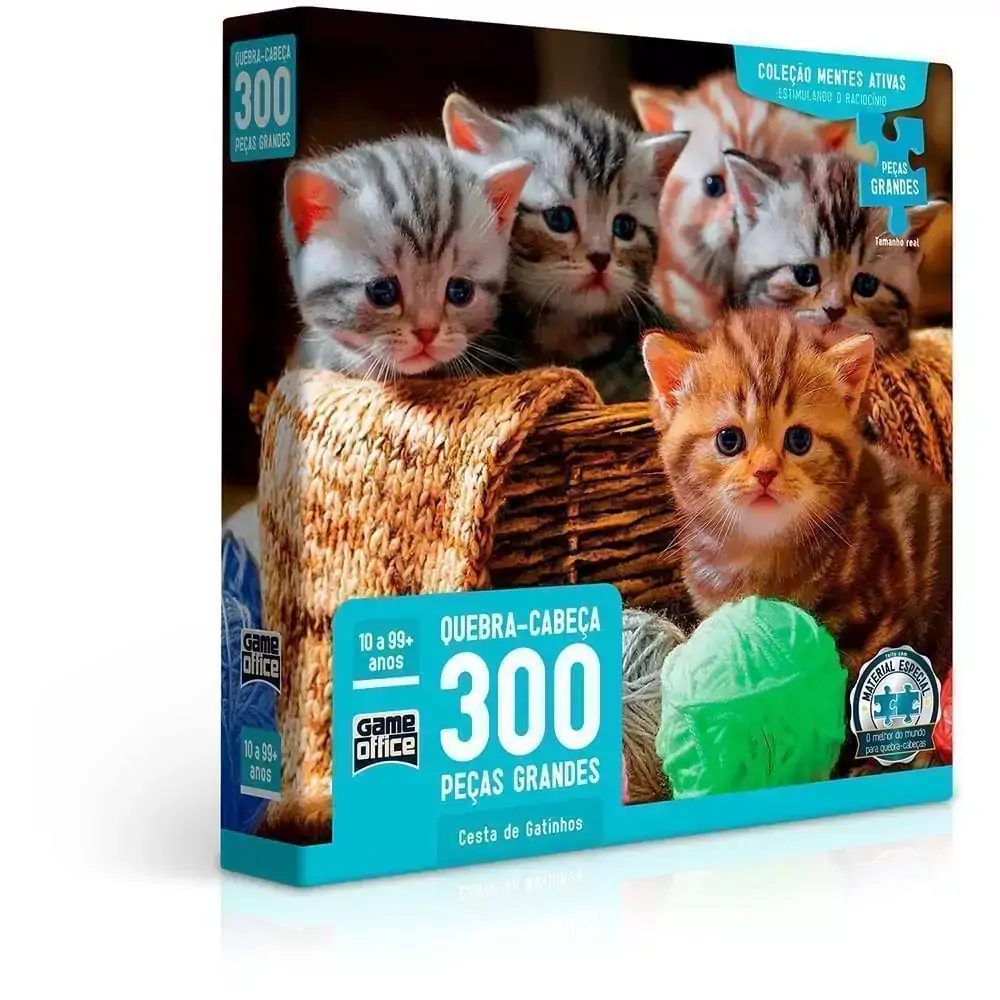 Quebra-Cabeça - 300 Peças - Mentes Ativas - Cesta de Gatinhos - Toyster