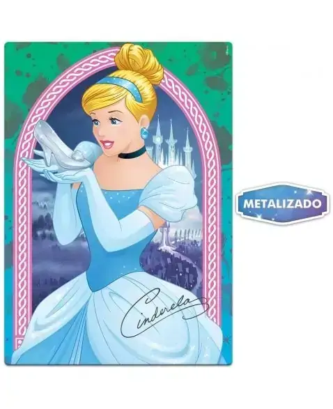 Quebra-Cabeça - Metalizado - 200 Peças - Disney - Princesa - Cinderela - Toyster