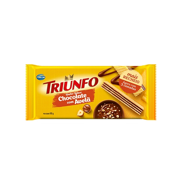 Biscoito Wafer Recheio Chocolate Com Avelã Triunfo Pacote 105g