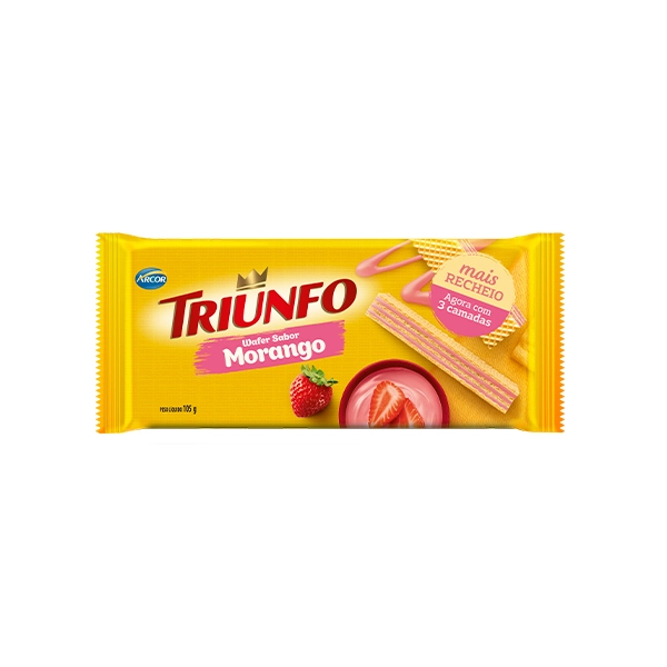 Biscoito Wafer Recheio Morango Triunfo Pacote 105g