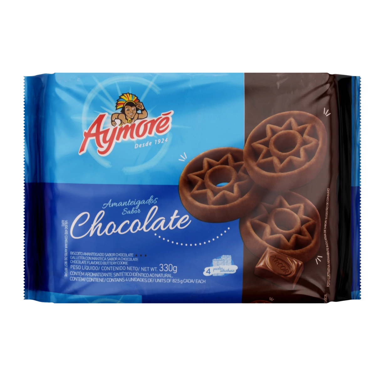 Biscoito Amanteigado Chocolate Aymoré Pacote 330g