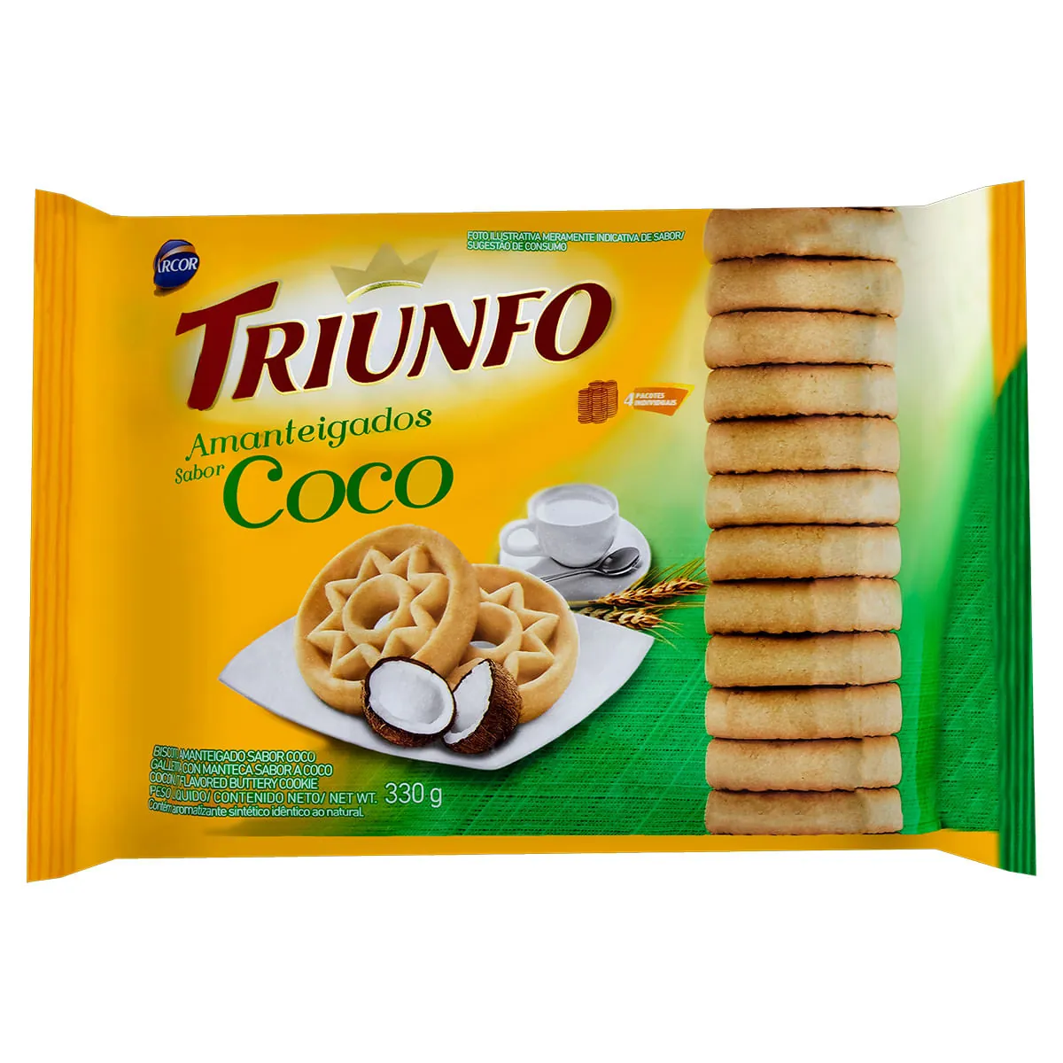 Biscoito Amanteigado Coco Arcor Triunfo Pacote 330 g