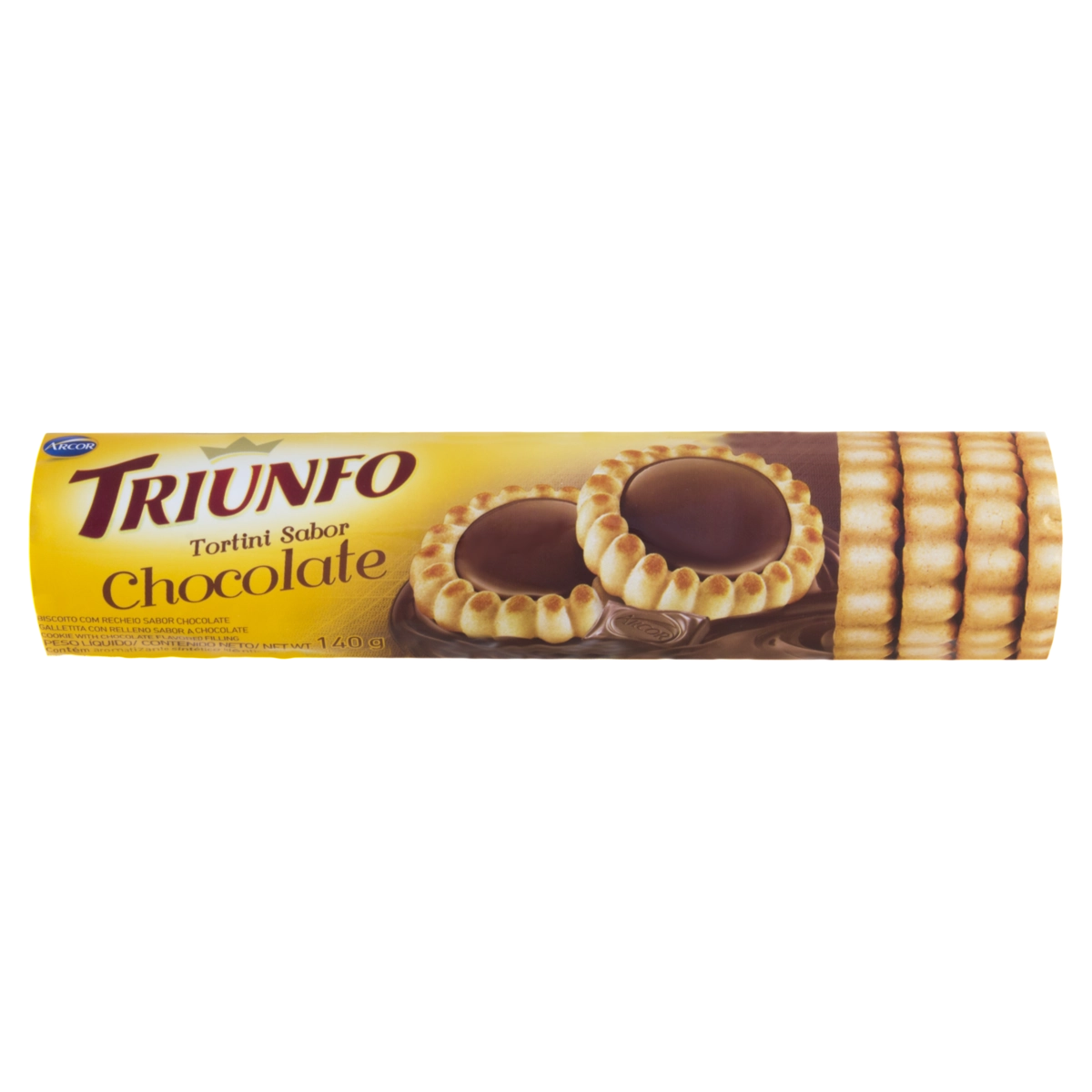 Biscoito Tortini Recheio Chocolate Arcor Triunfo Pacote 140g