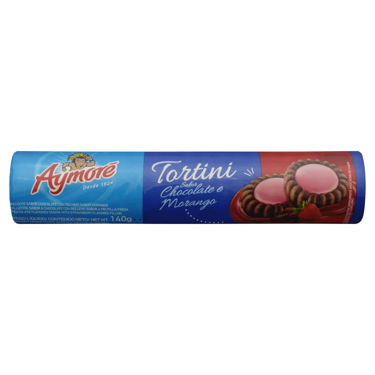 Biscoito Tortini Chocolate E Recheio Morango Aymoré Pacote 140g