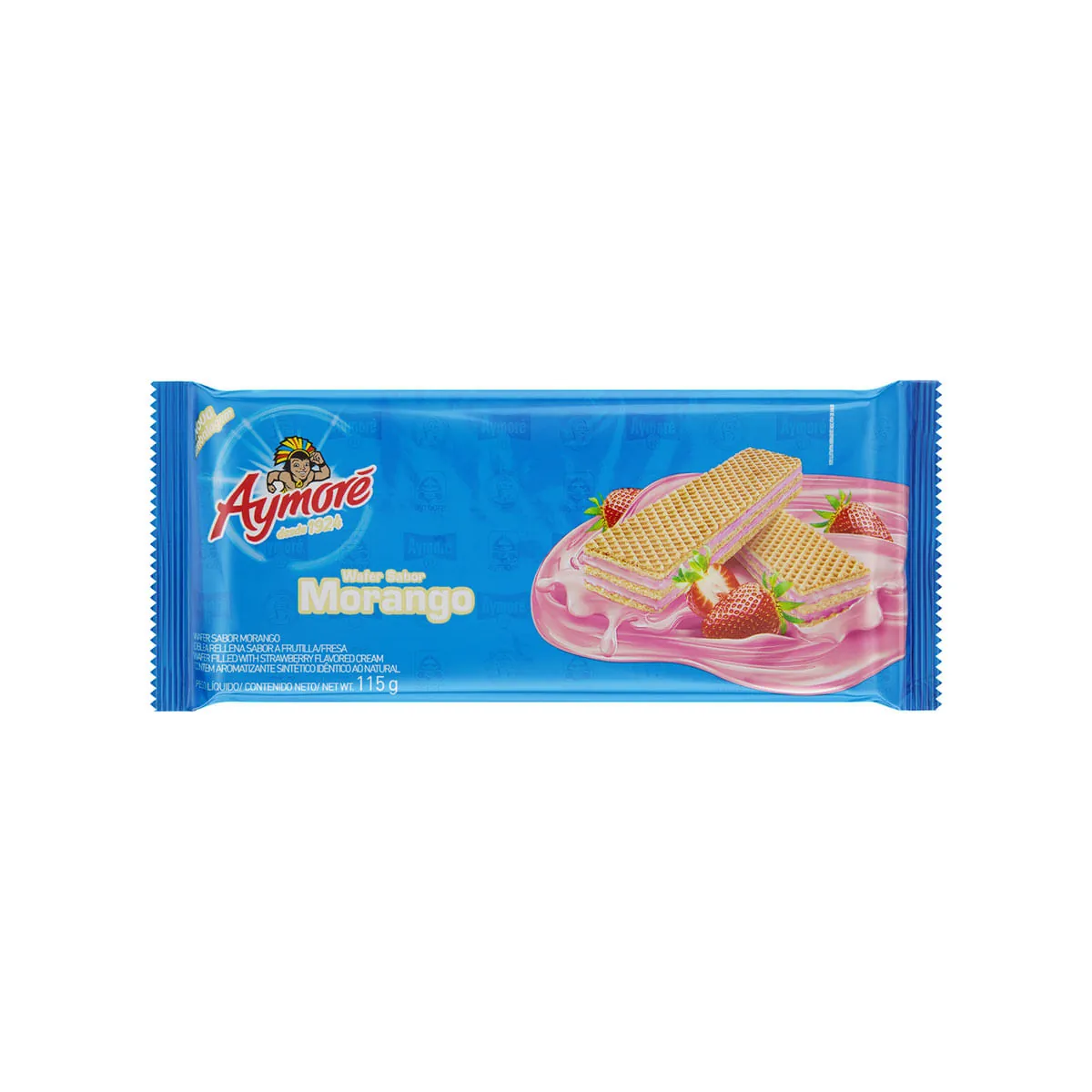 Biscoito Wafer Recheio Morango Aymoré Pacote 115g