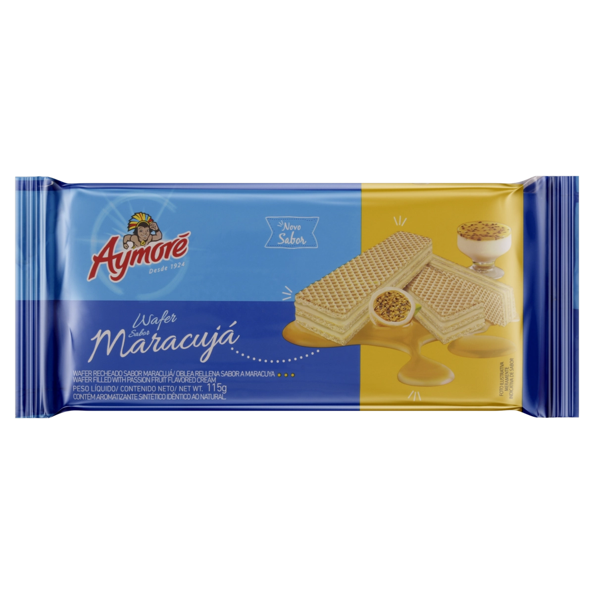 Biscoito Wafer Recheio Maracujá Aymoré Pacote 115g