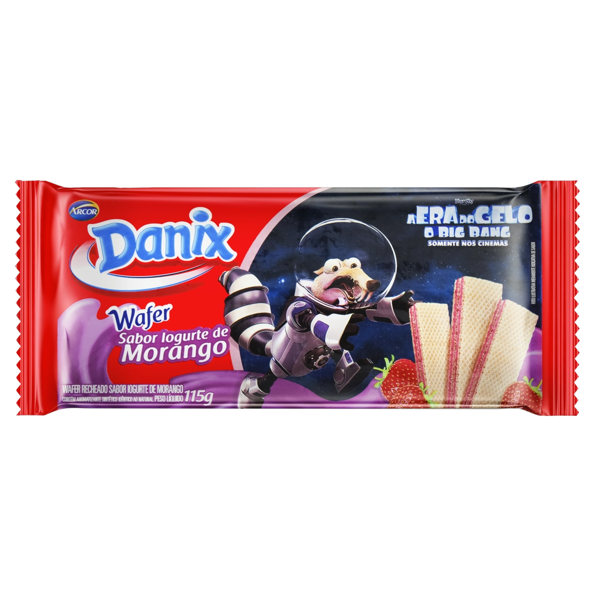 Biscoito Wafer Recheio Iogurte De Morango Danix Pacote 115g