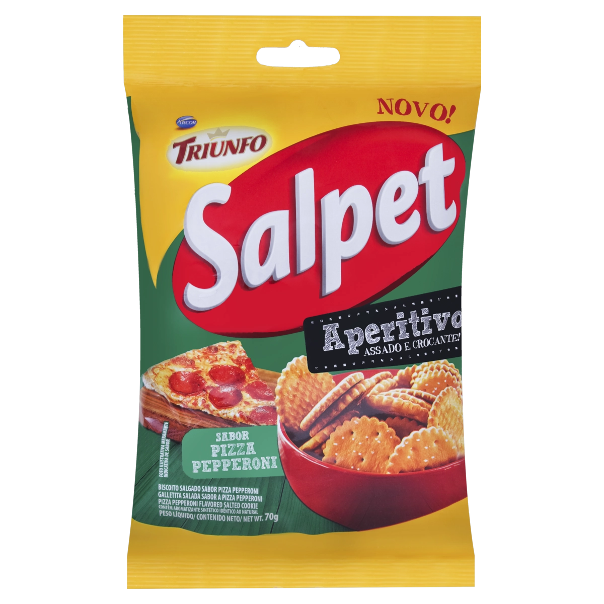 Biscoito Pizza Pepperoni Arcor Triunfo Salpet Pacote 70g