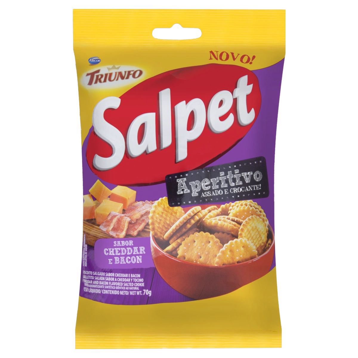 Biscoito Cheddar E Bacon Arcor Triunfo Salpet Pacote 70g