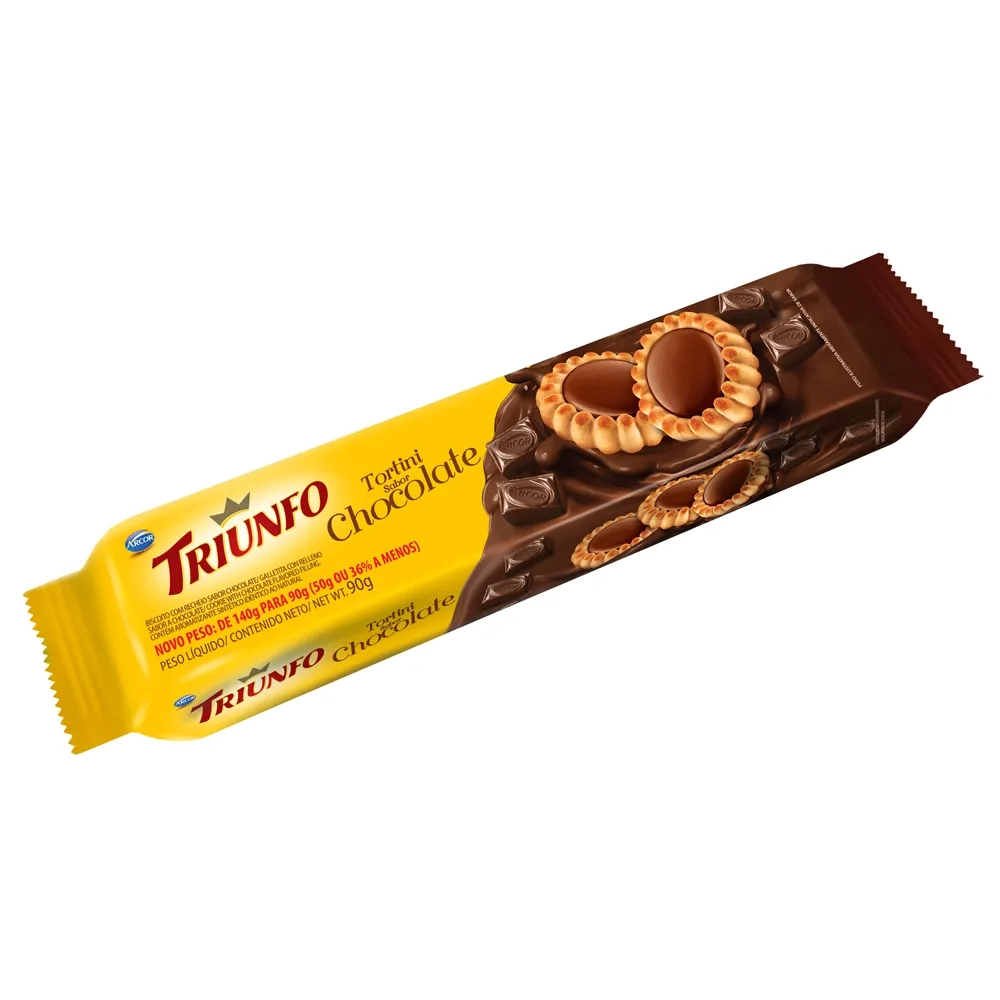 Biscoito Tortini Recheio Chocolate Triunfo Pacote 90g