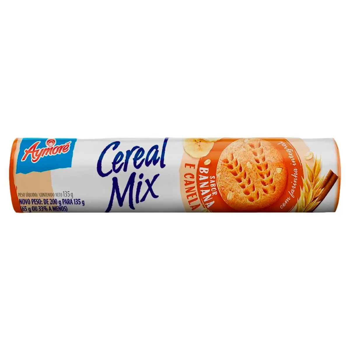 Biscoito Integral Banana e Canela Aymoré Cereal Mix 135g
