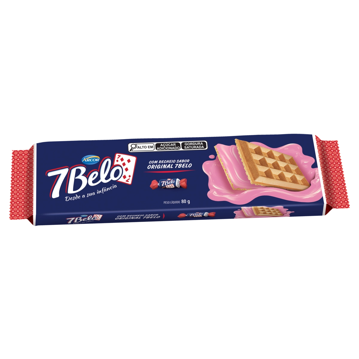 Biscoito Wafer Recheio Framboesa Original 7 Belo Pacote 80g