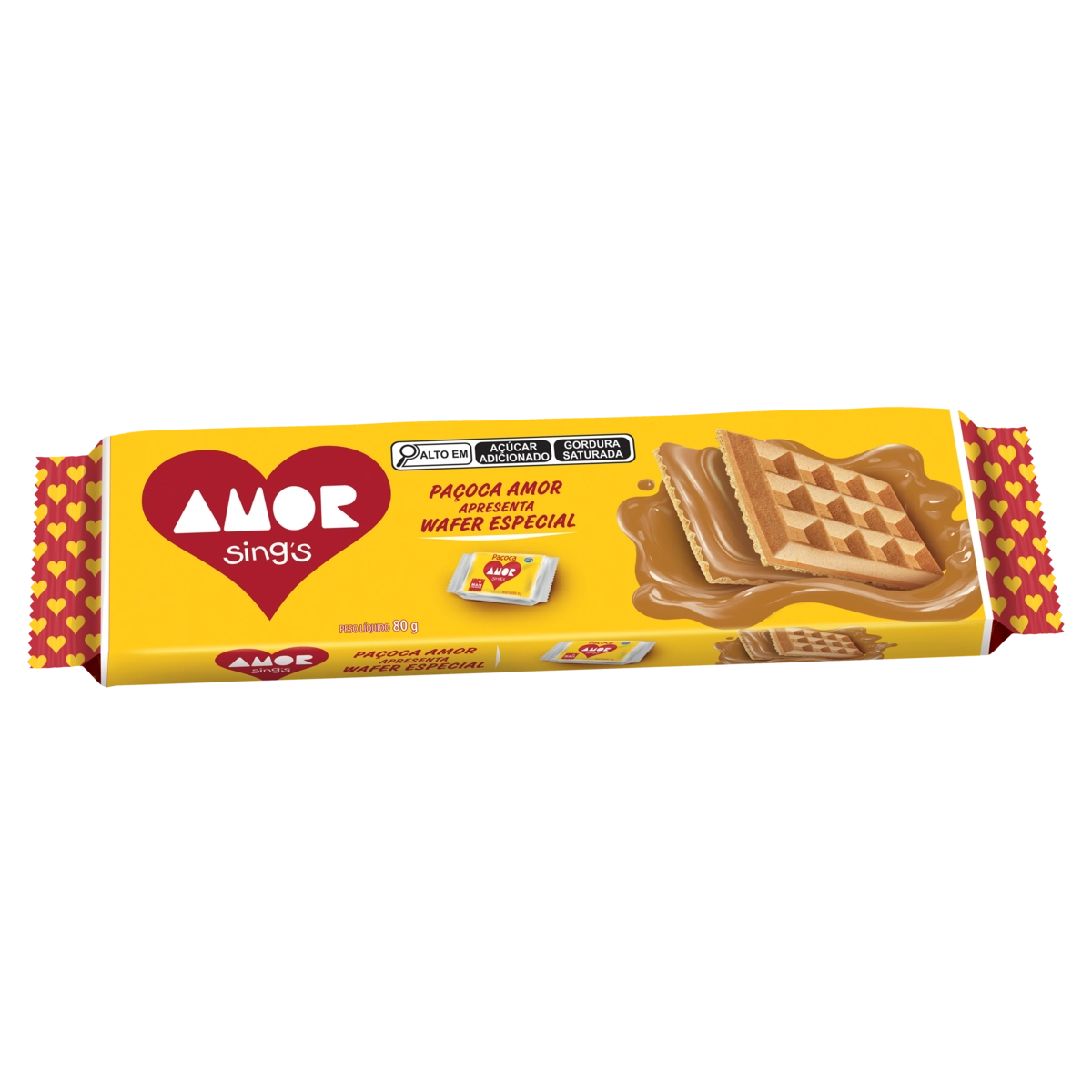 Biscoito Wafer Recheio Paçoca Amor Sings Pacote 80g