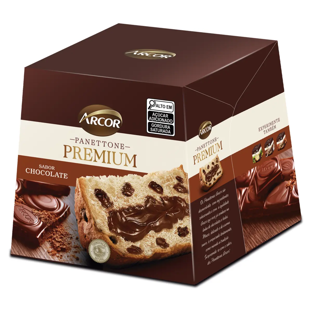 Panettone Com Gotas Recheio Trufa Ao Rum Arcor Premium Caixa 430g