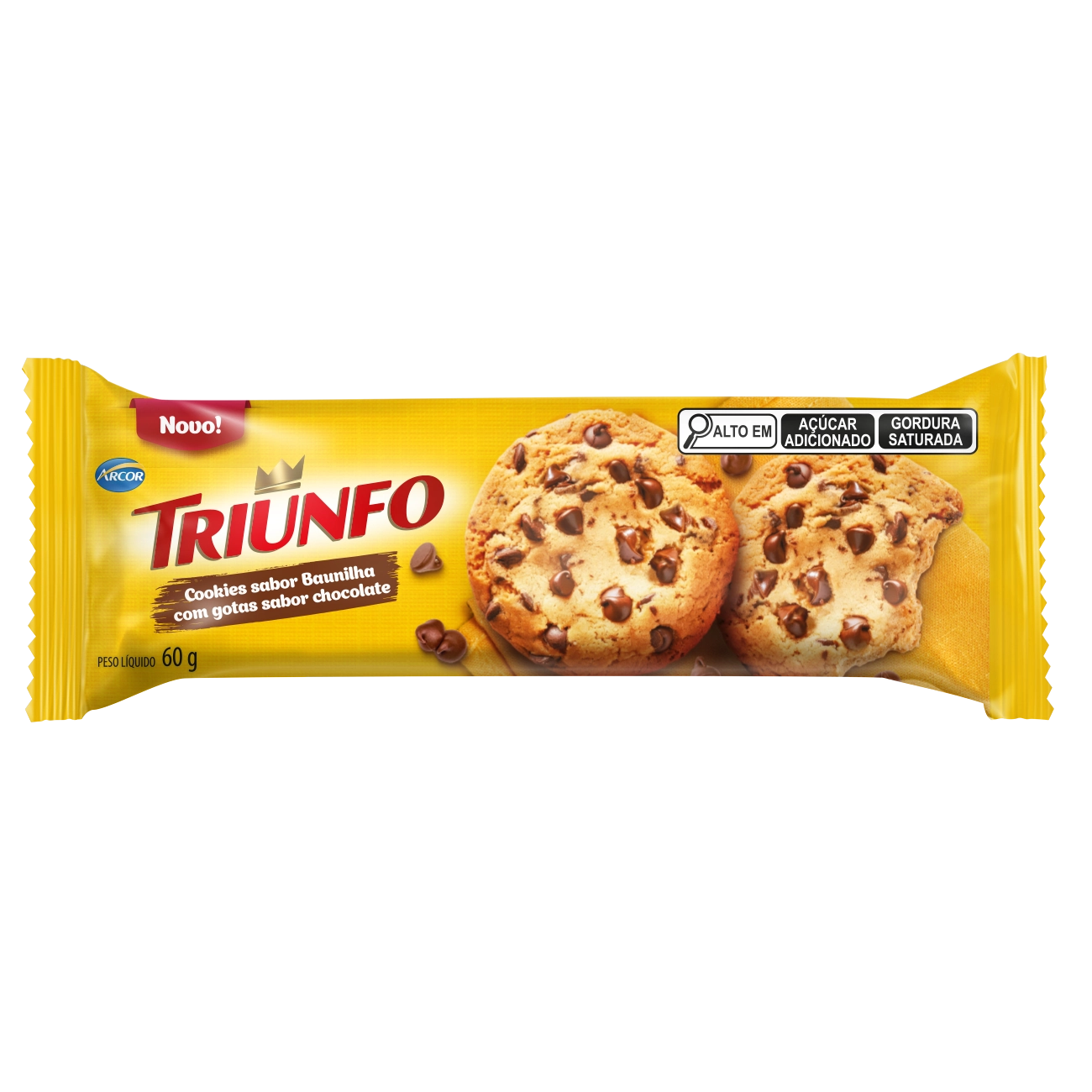 Biscoito Cookie Baunilha Com Gotas Chocolate Triunfo Pacote 60g