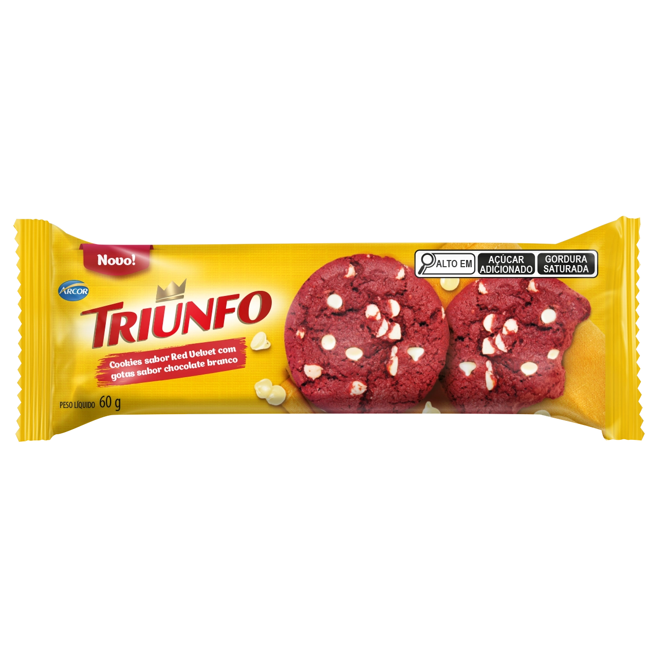 Biscoito Cookie Red Velvet Com Gotas Chocolate Branco Triunfo Pacote 60g