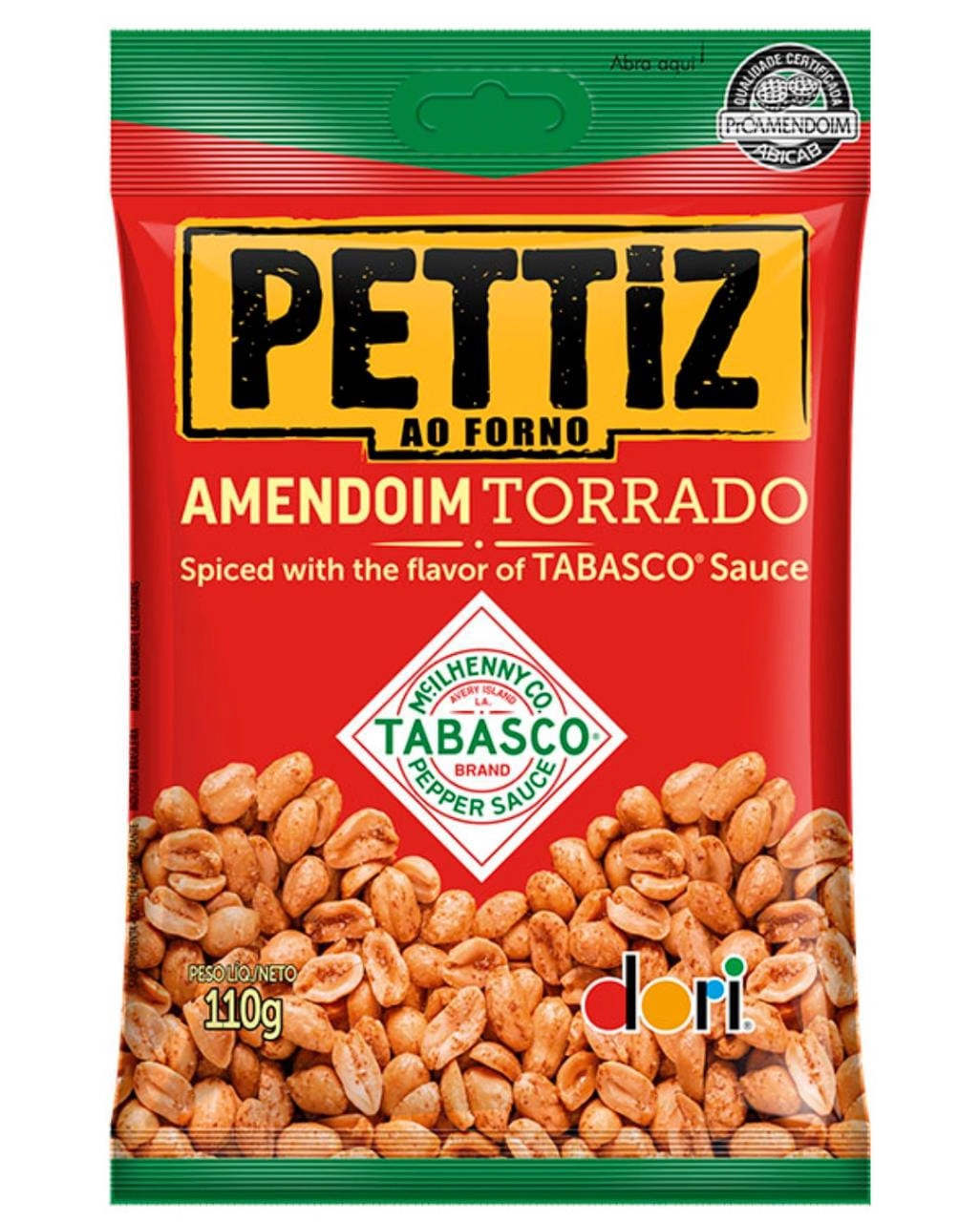 Amendoim Torrado Pimenta Tabasco Dori Pettiz Pacote 110g