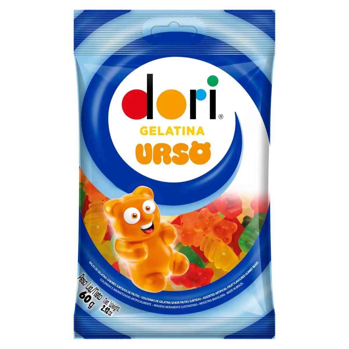 Bala de Gelatina Sortidos de Frutas Urso Dori Pacote 60g
