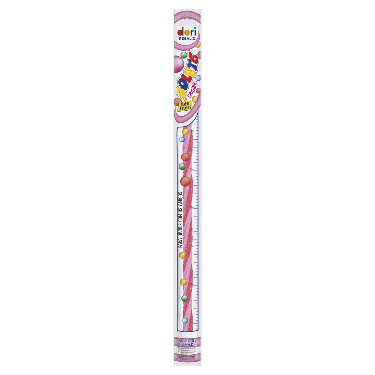 Bala Regaliz Tutti Frutti ácido Dori Bolete Pacote 27g