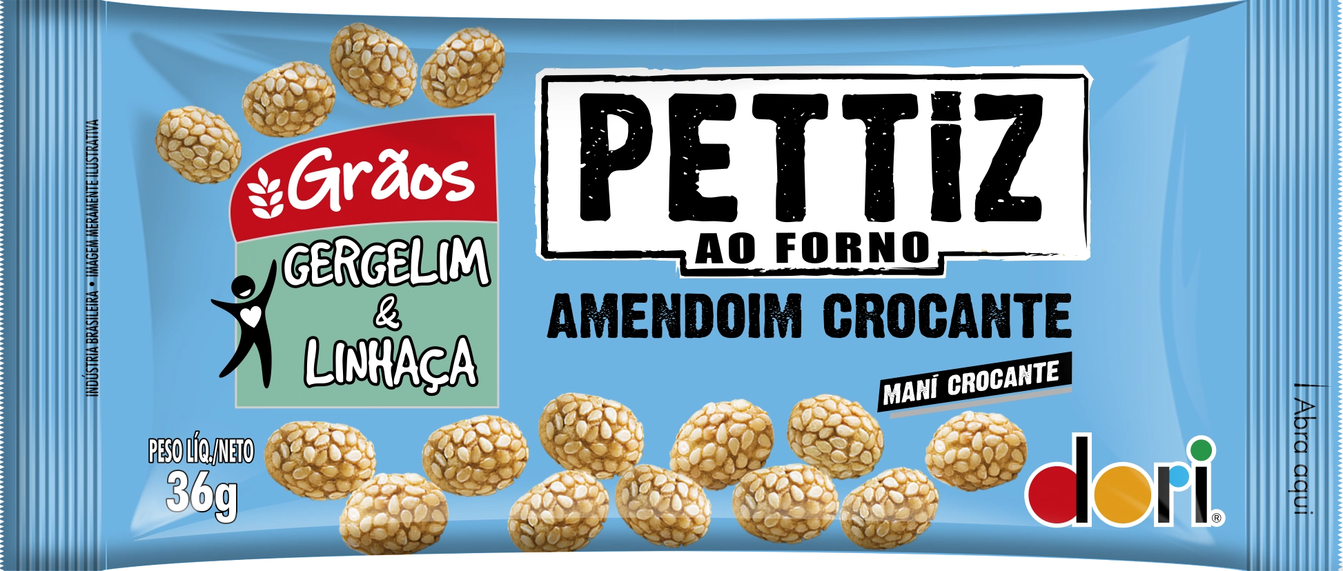 Amendoim Crocante Gergelim Linhaça Dori Pettiz Pacote 36g