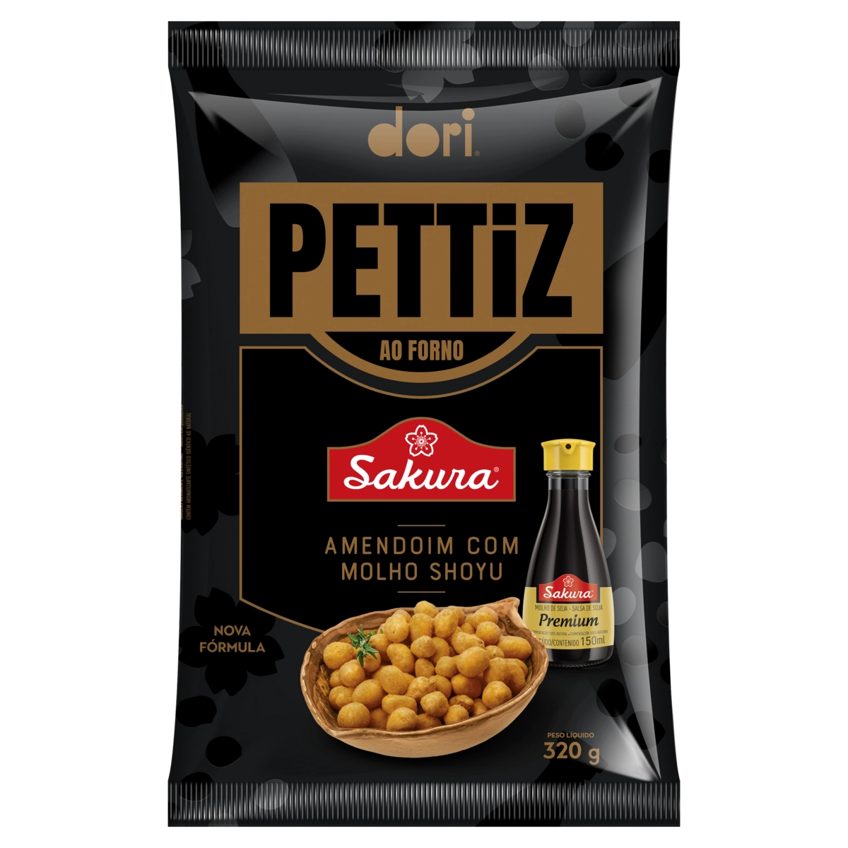 Amendoim Com Molho Shoyu Sakura Salgado Sem Pele Dori Pettiz Pacote 320g