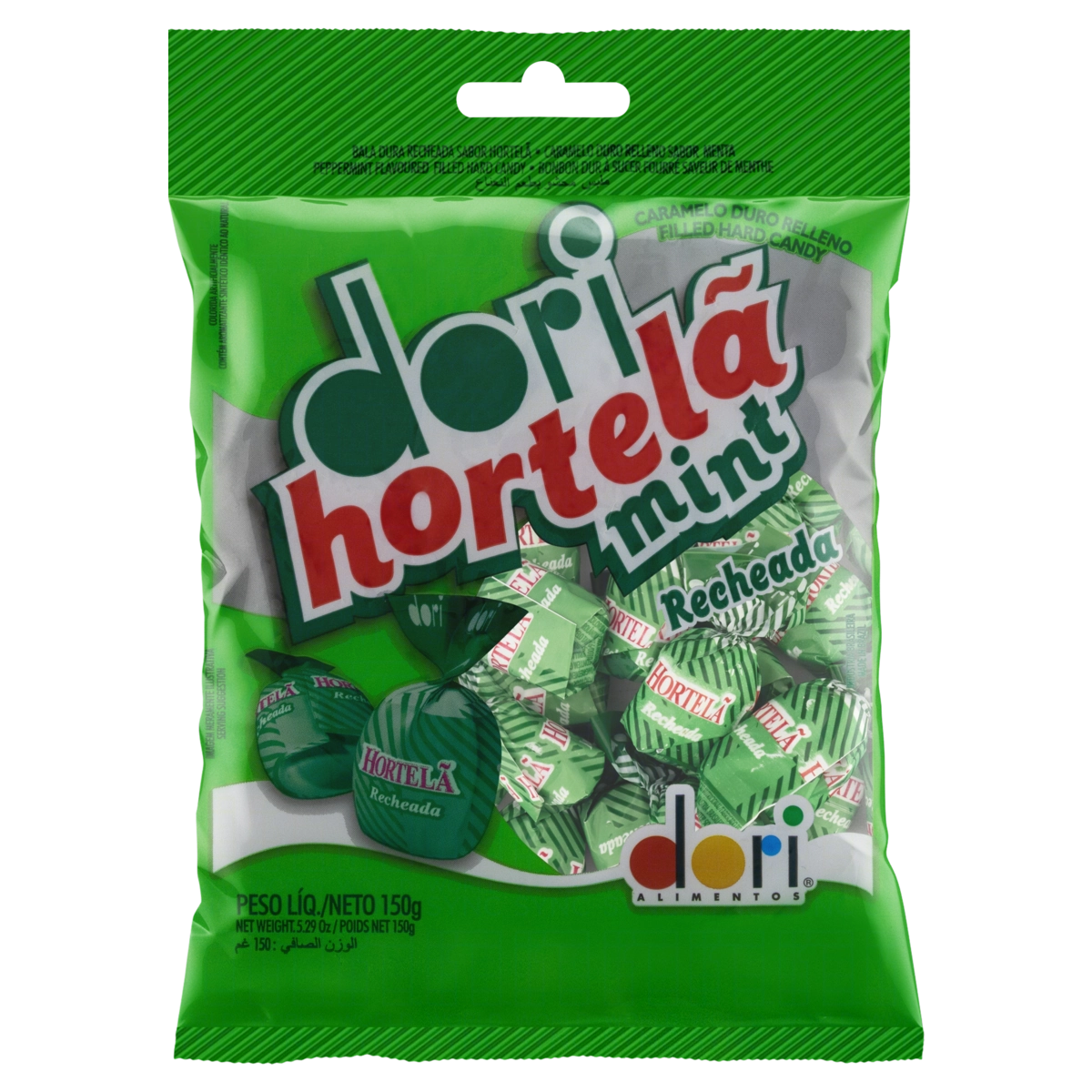 Bala Com Recheio De Hortelã Dori Pacote 150g