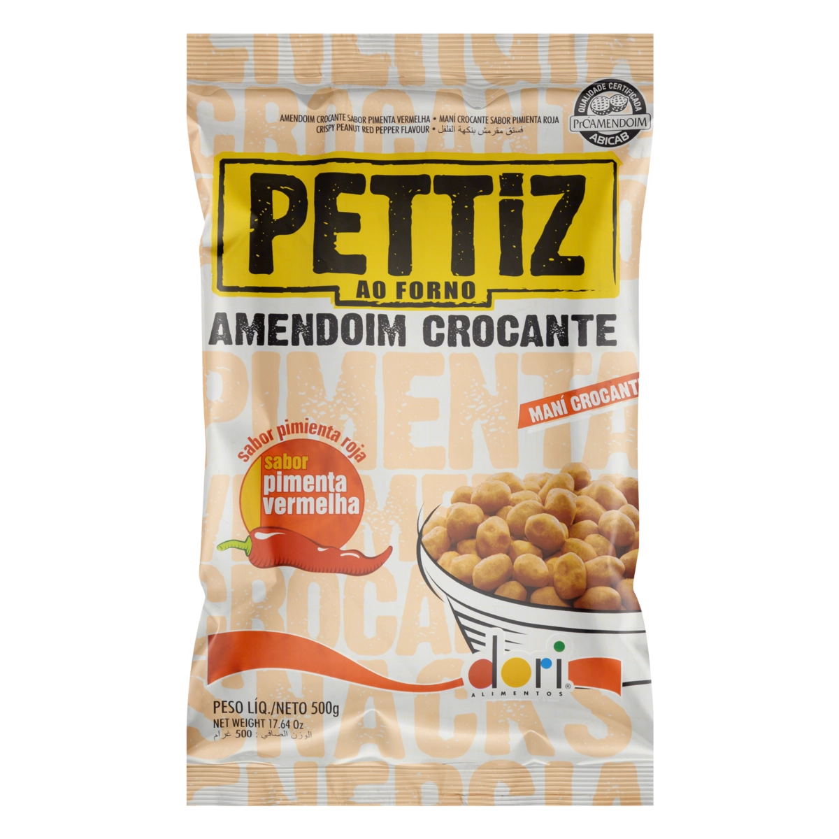 Amendoim Crocante Pimenta Vermelha Dori Pettiz Pacote 500g