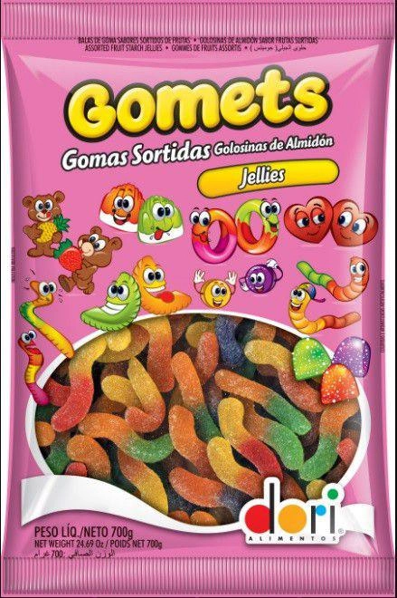 Bala Gomets Minhocas Frutas Dori