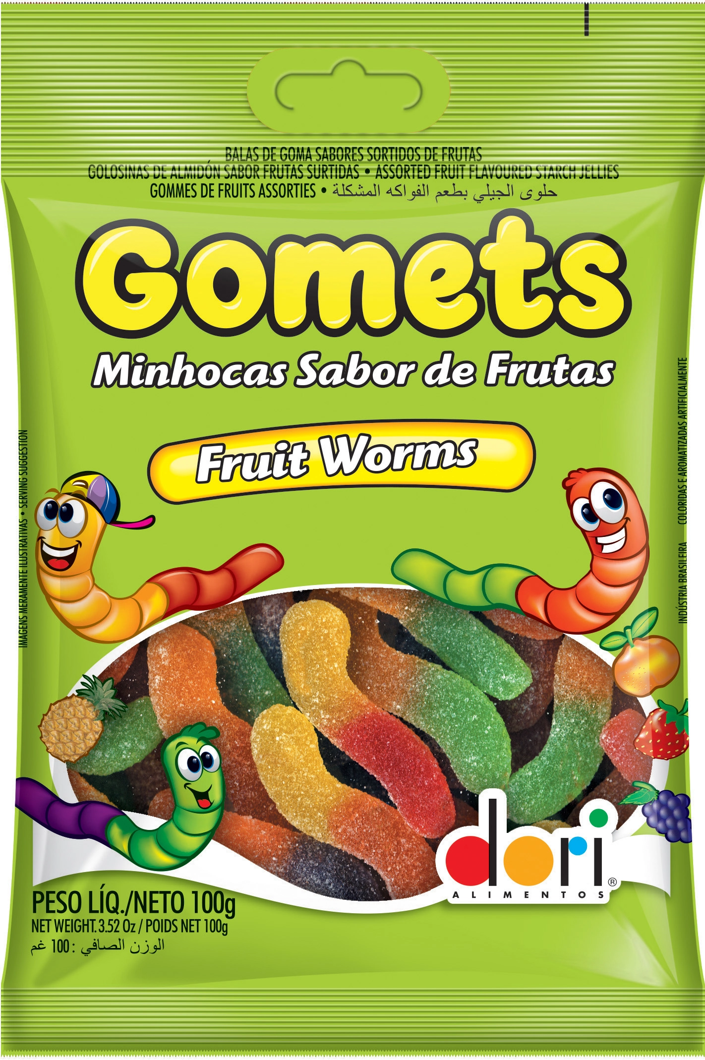 Gomets Minhocas Frutas Dori