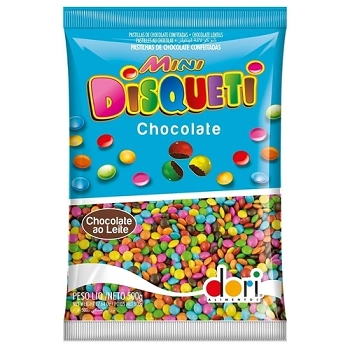 Pastilha De Chocolate Ao Leite Dori Mini Disqueti Pacote 500g