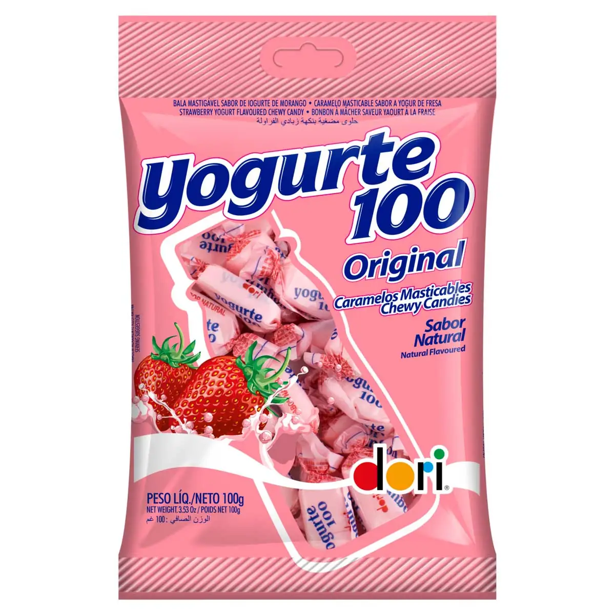 Bala de Yogurte Sabor Morango Dori 100g