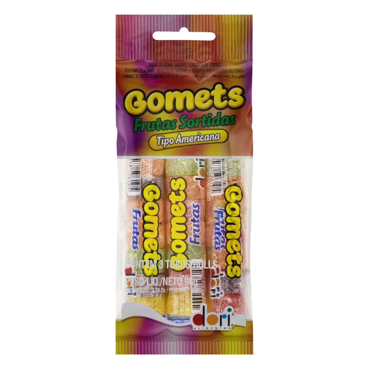 Bala Dori Goma Tubo Frutas Sortidas