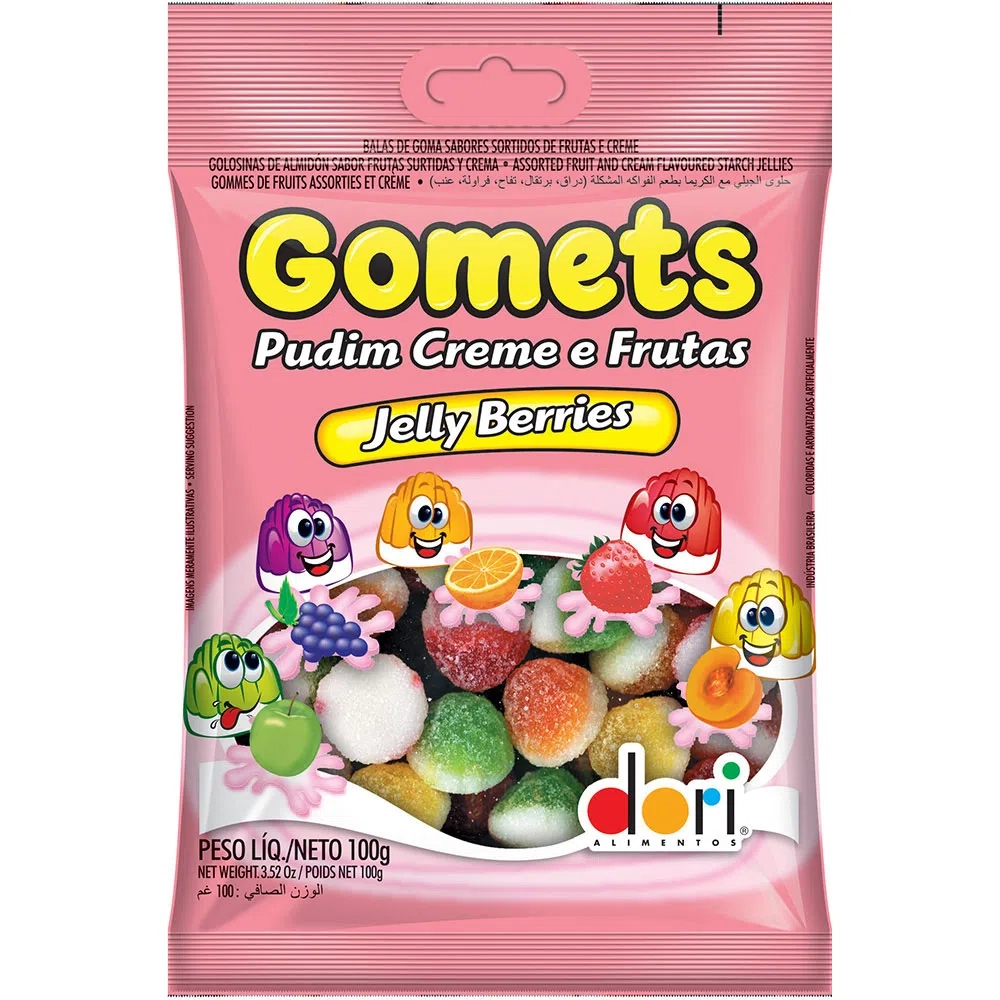 Bala Dori Gomets Pudim Creme E Frutas