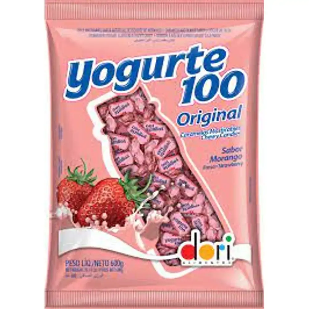 Bala Iogurte de Morango Original Yogurte 100 Pacote 600g