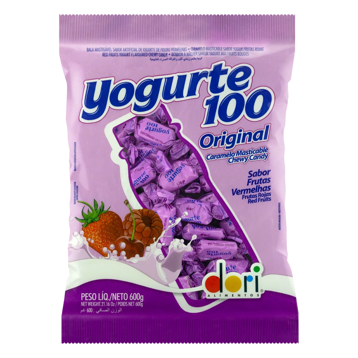 Bala Frutas Vermelhas Dori Yogurte100 Original Pacote 600g