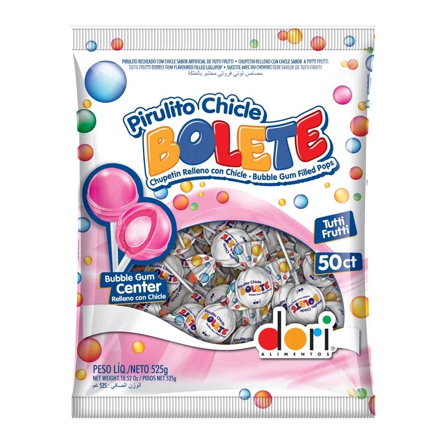 Pirulito Chicle Tutti Frutti Bolete Pacote 525g