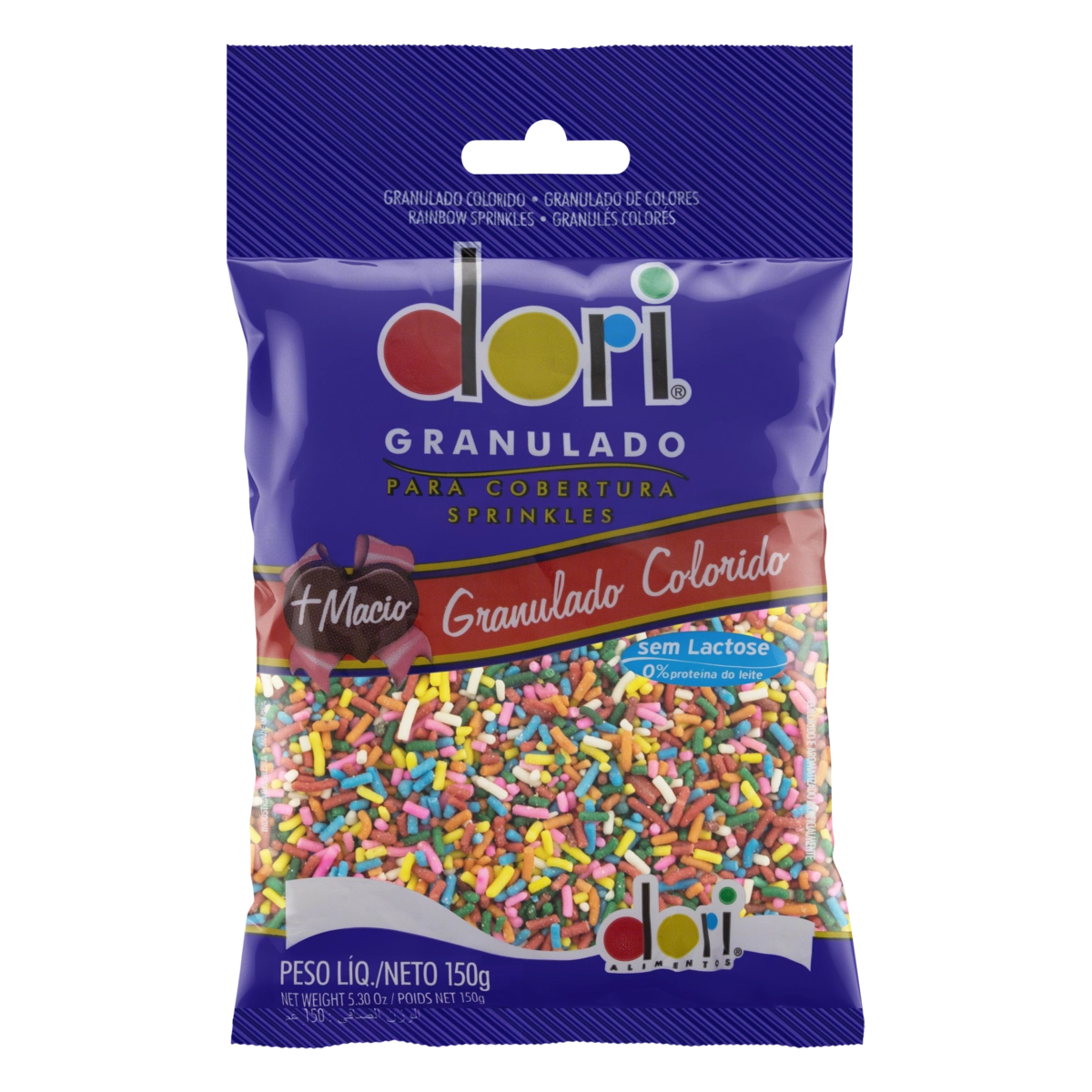 Confeito Granulado Colorido Zero Lactose Dori Pacote 150g