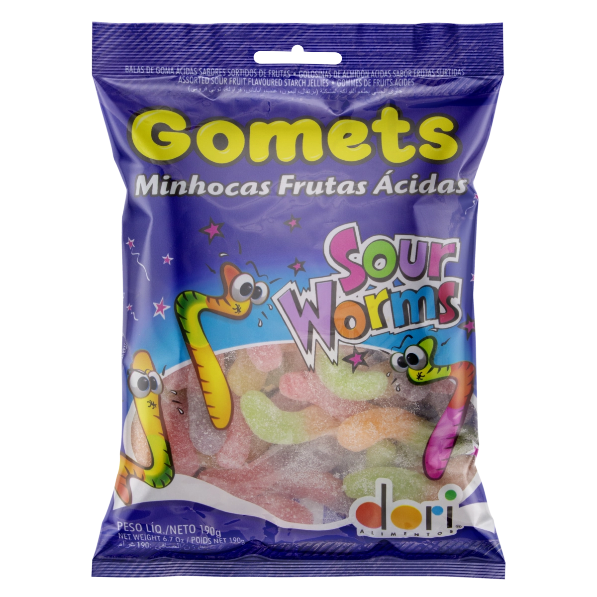 Goma Dori Gomets Minhocas Ácidas 190 g